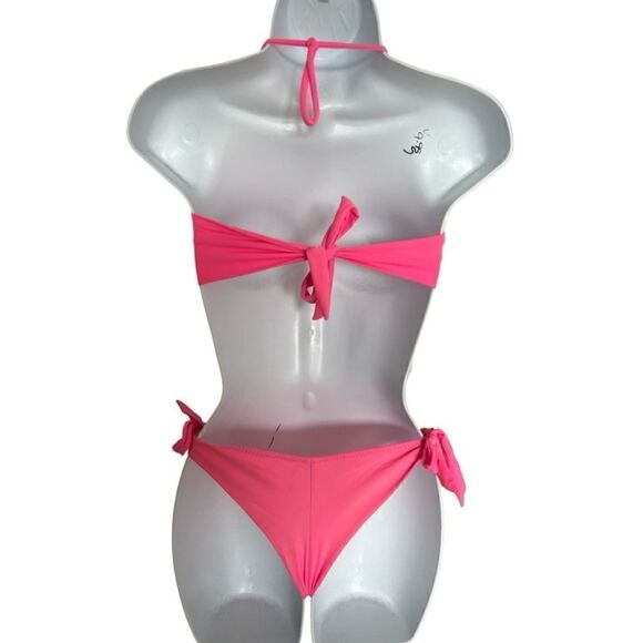 RAE Bikini Swinging Set Bright Pink In Size XL Made In Italy Fit Smaller. - Picture 4 of 5